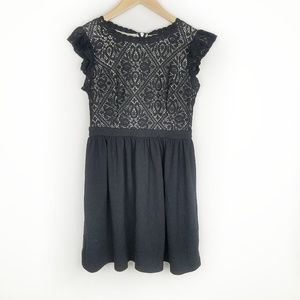 Black Babydoll Lace Floral Line Dress Size Medium